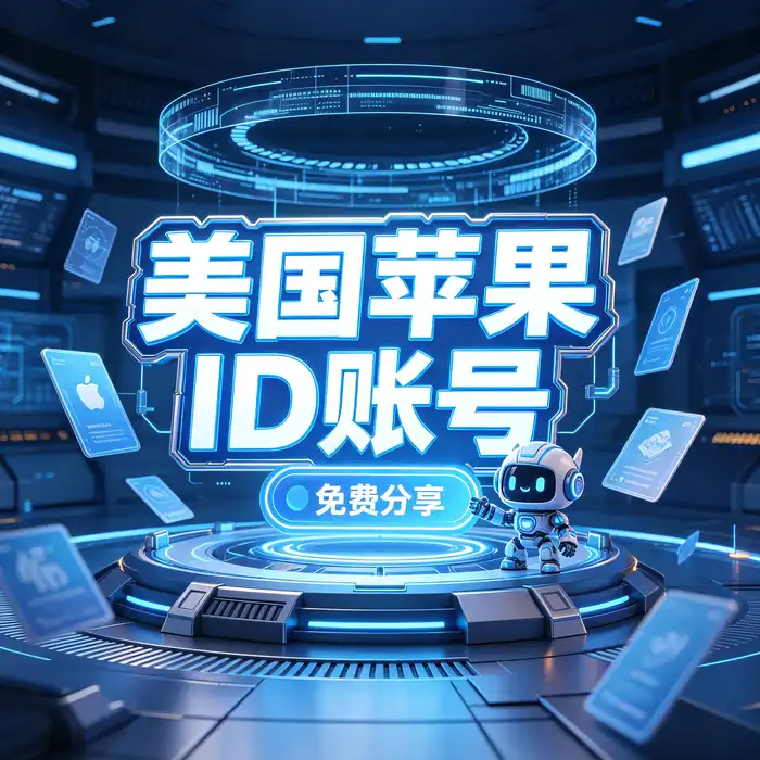 以蓝紫科技视觉呈现的 Apple ID 地区选择示意图